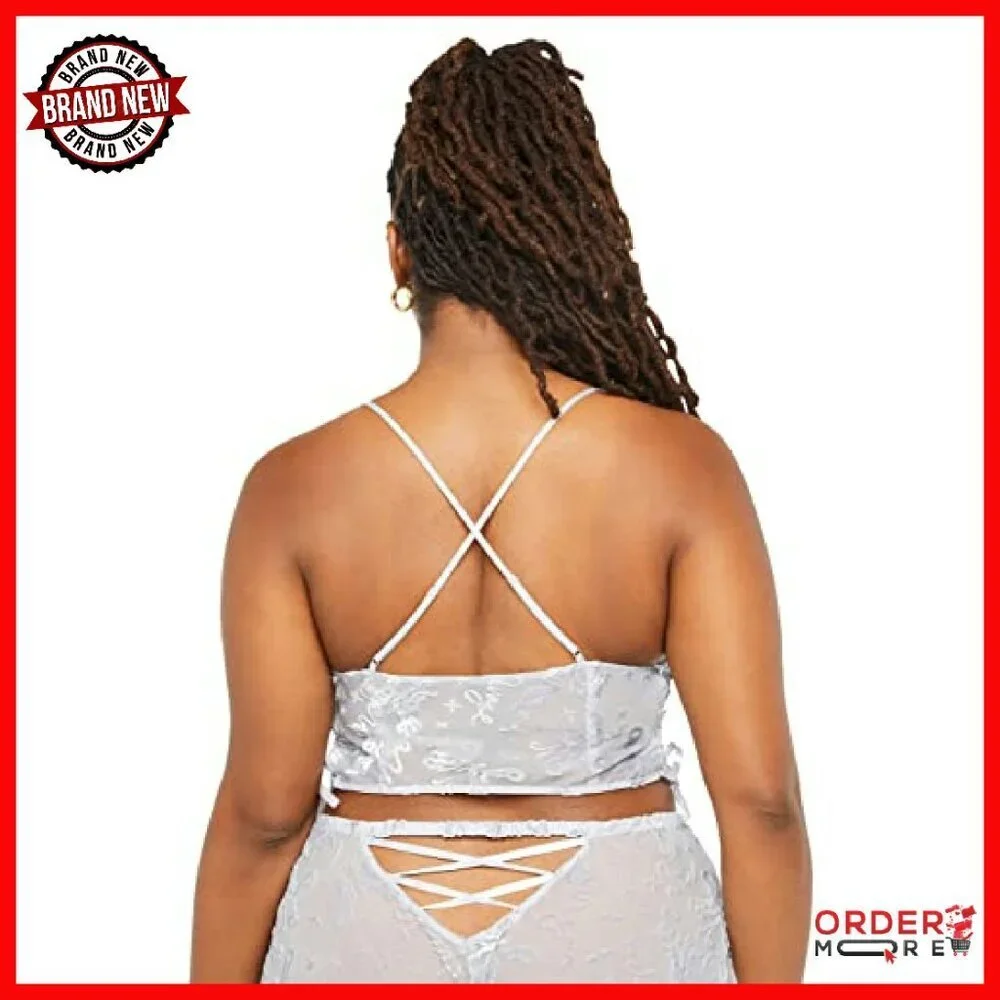 Cropped Velvet Sleep Cami with Lace-Up Sides & Adjustable Straps